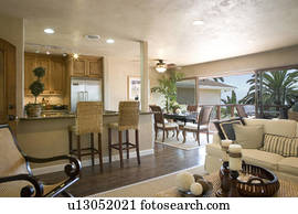 interior, de, tradicional, sala de estar