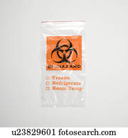 Still life of plastic biohazard bag
