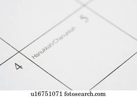 cima, de, calendário, exibindo, hanukkah, Chanukah.