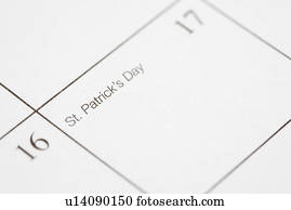 cima, de, calendário, exibindo, dia patrick santo