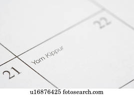 cima, de, calendário, exibindo, yom kippur