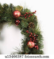Still life of Christmas wreath.